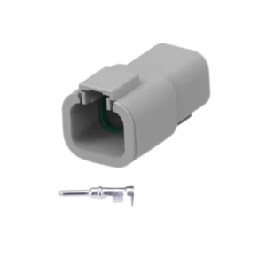 CONECTOR MACHO 4 VIAS DEUTSCH DTP04-4P, COM TERMINAIS