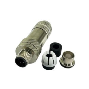 CONECTOR M12 METAL MONTAVEL MACHO 4 PINOS, 24V