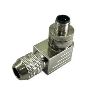CONECTOR M12 METAL MONTAGEM ANGULAR  MACHO, 4 PINOS, 24V